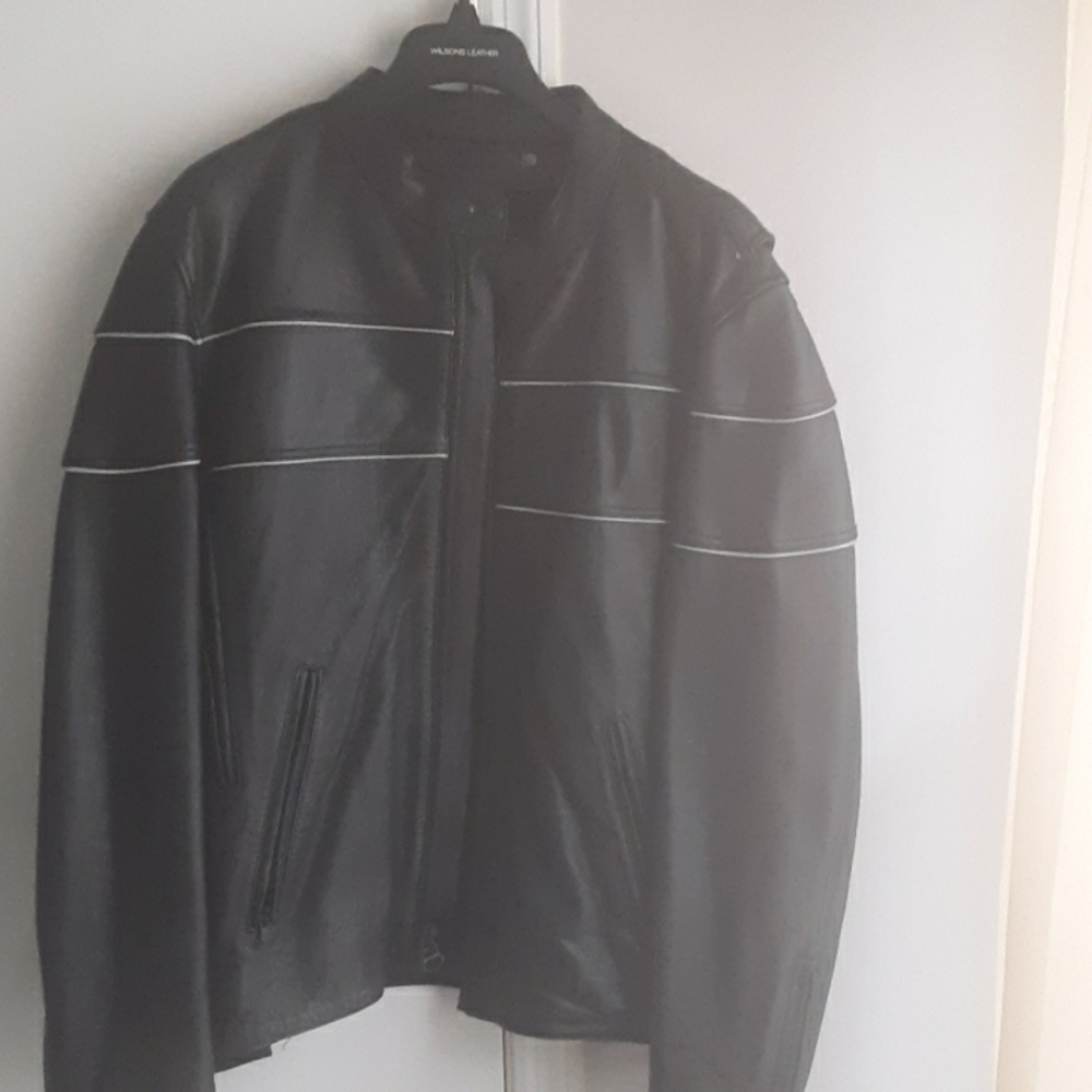 Mens leather motorcycle jacket
